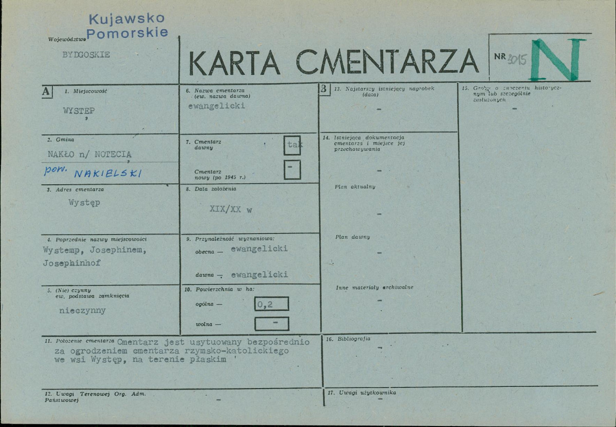 KC - Karta cmentarza, skan nr 1