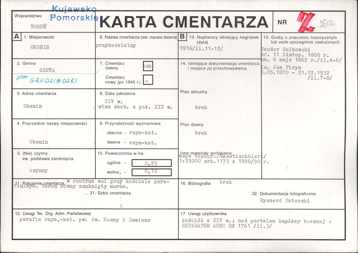 KC - Karta cmentarza, skan nr 1