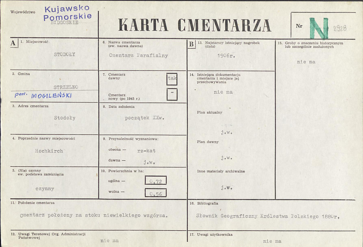 KC - Karta cmentarza, skan nr 1