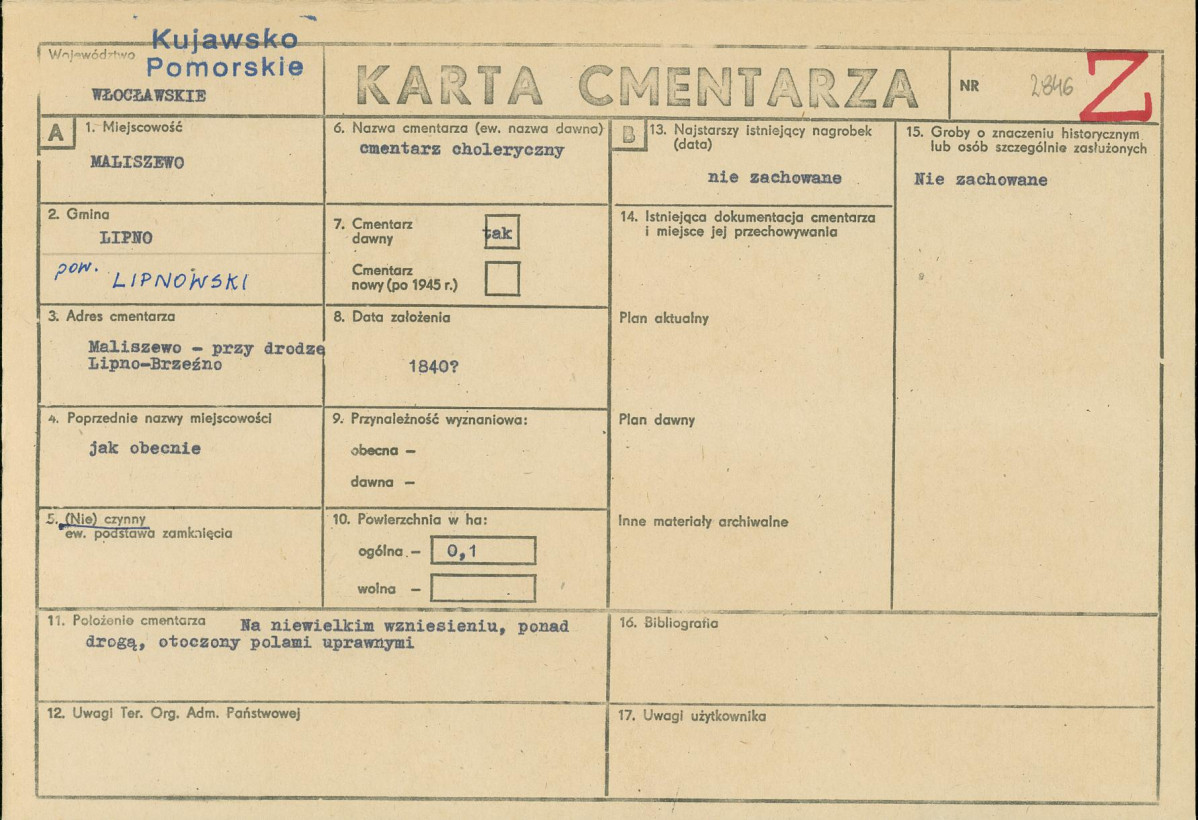 KC - Karta cmentarza, skan nr 1