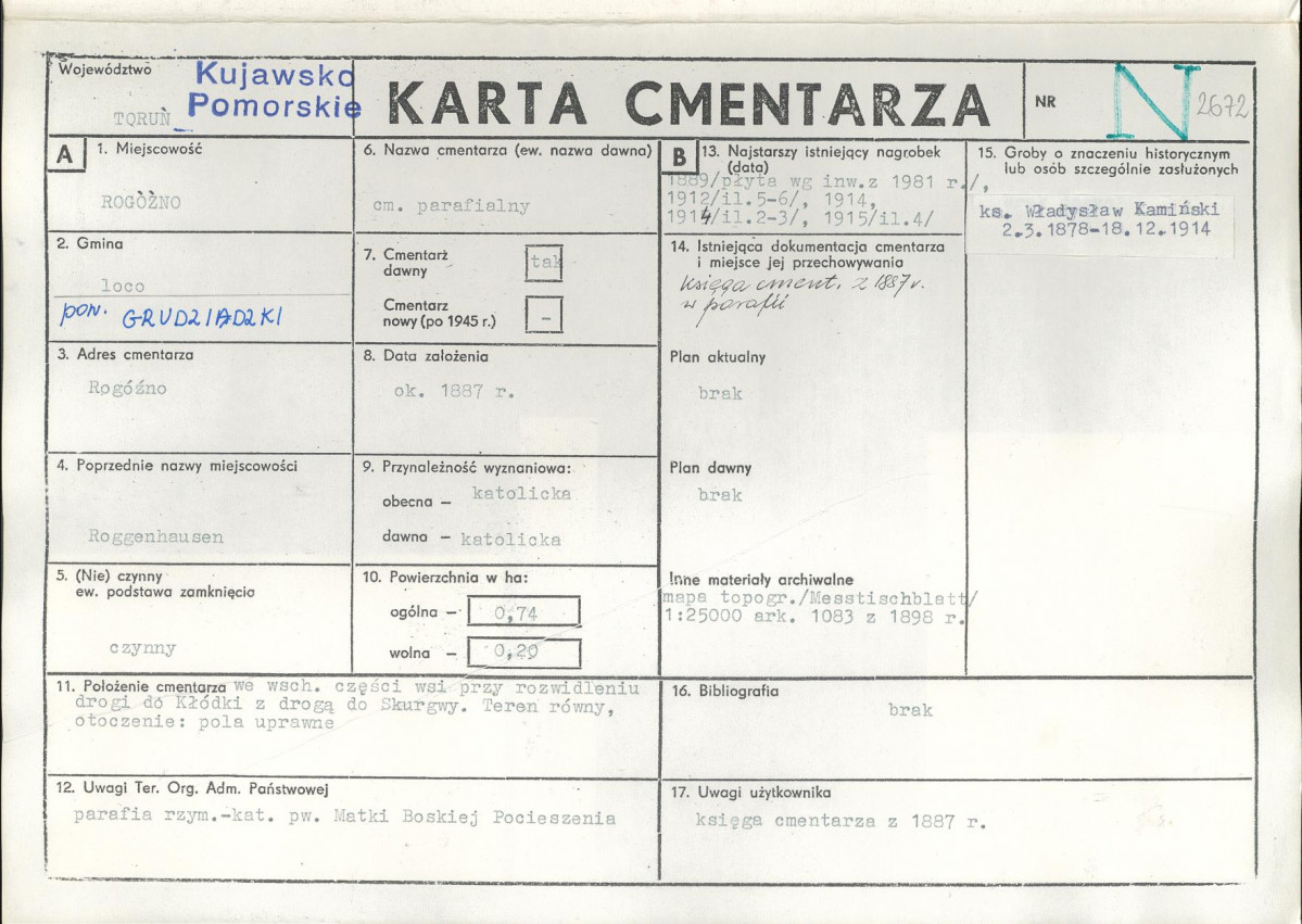 KC - Karta cmentarza, skan nr 1