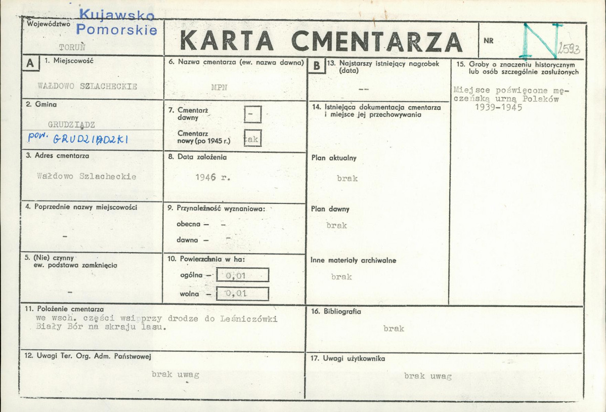 KC - Karta cmentarza, skan nr 1