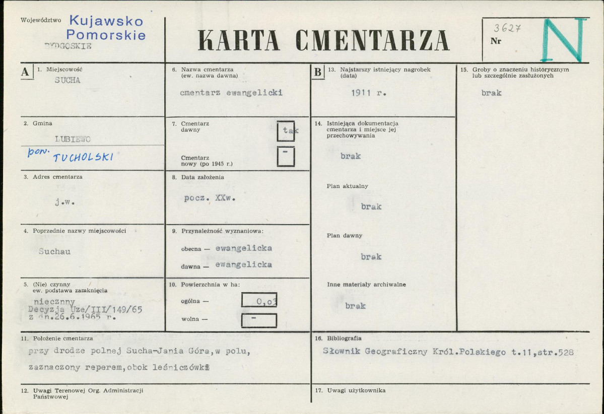 KC - Karta cmentarza, skan nr 1