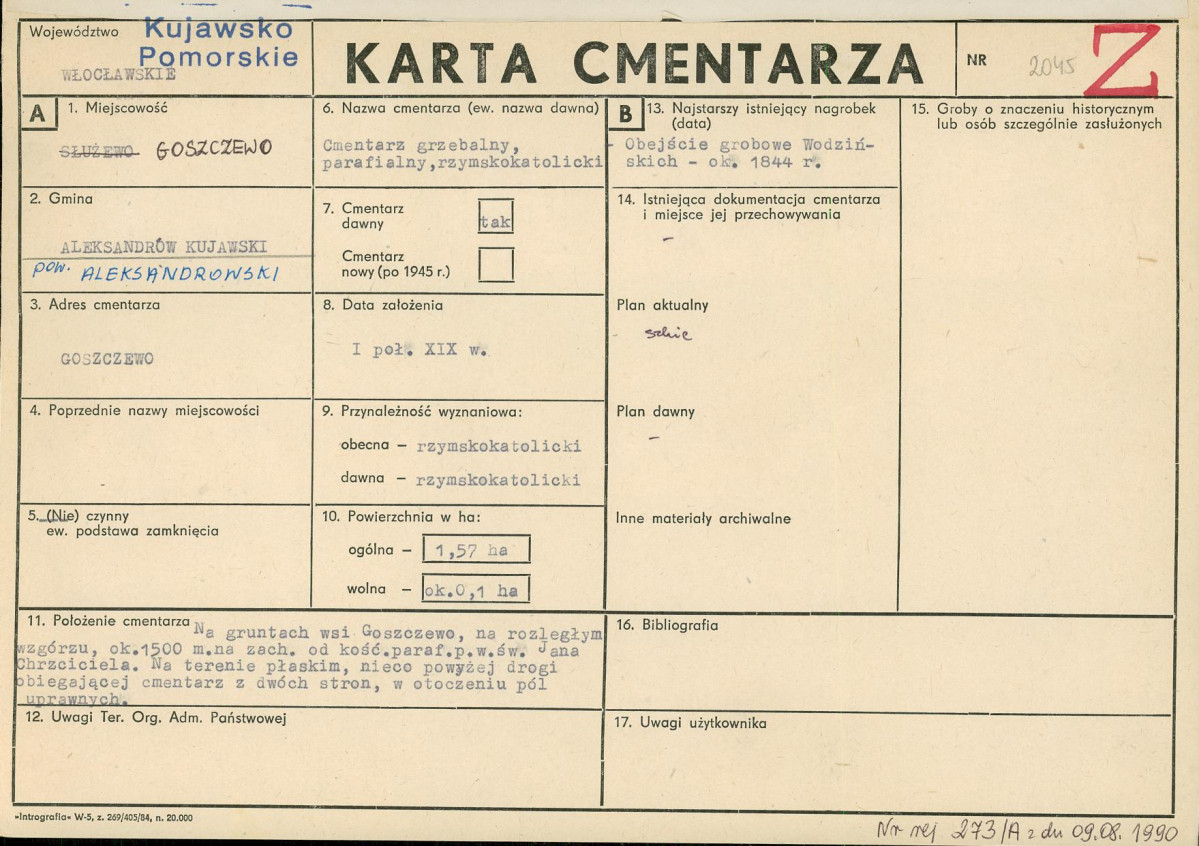Karta cmentarza, skan nr 1