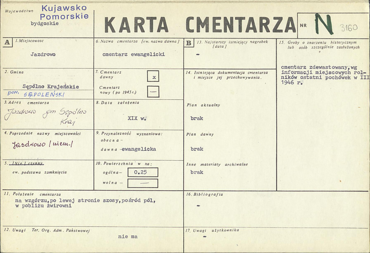 KC - Karta cmentarza, skan nr 1