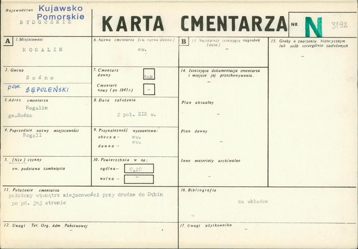 KC - Karta cmentarza, skan nr 1