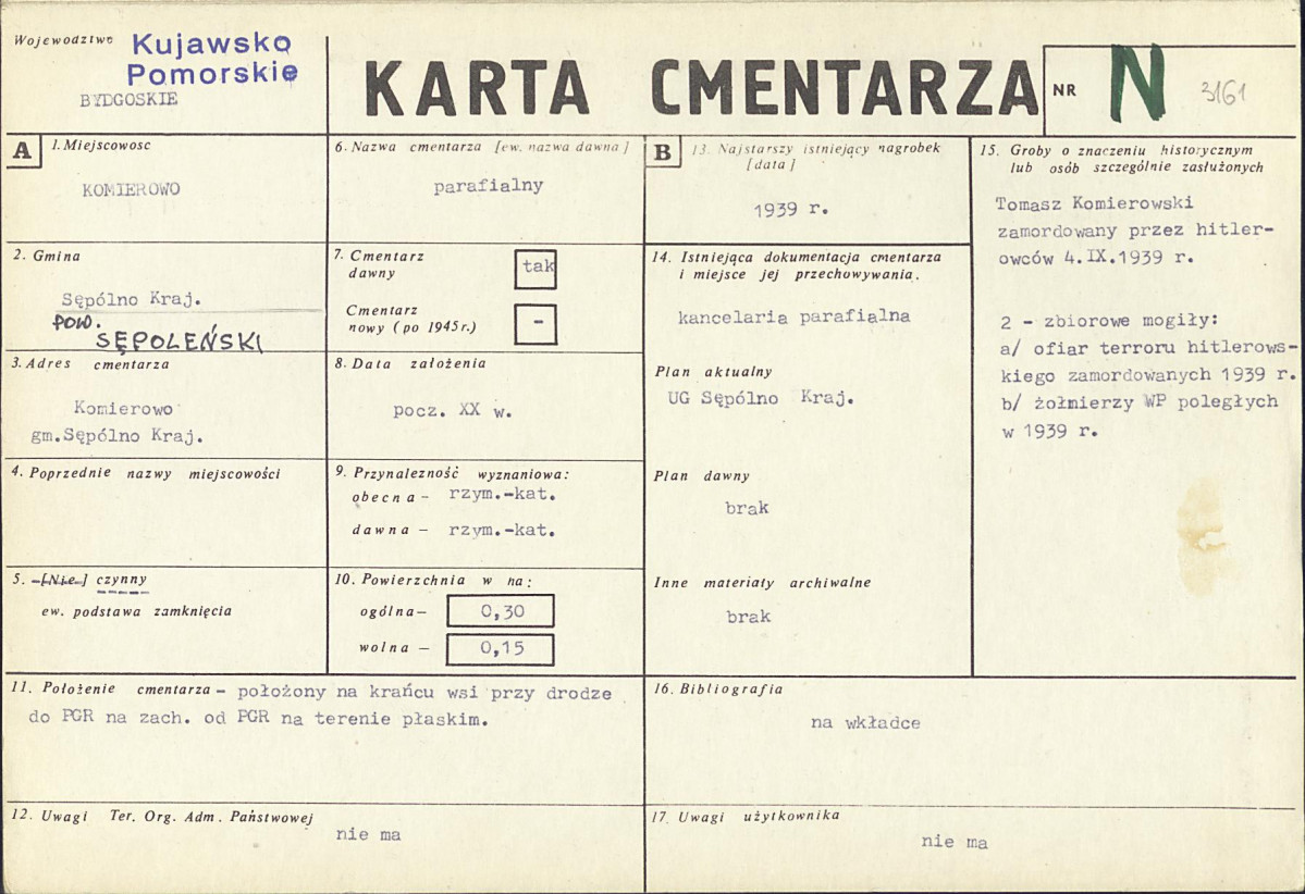 KC - Karta cmentarza, skan nr 1