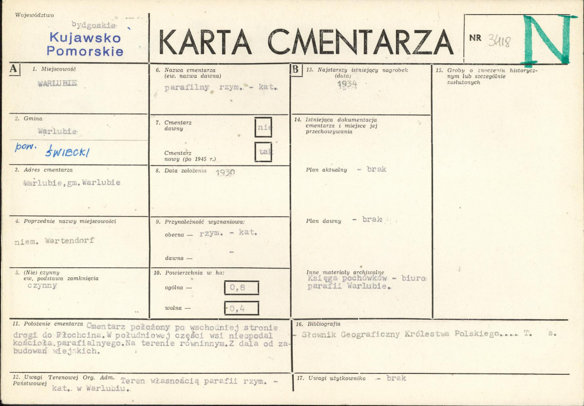 KC - Karta cmentarza, skan nr 1