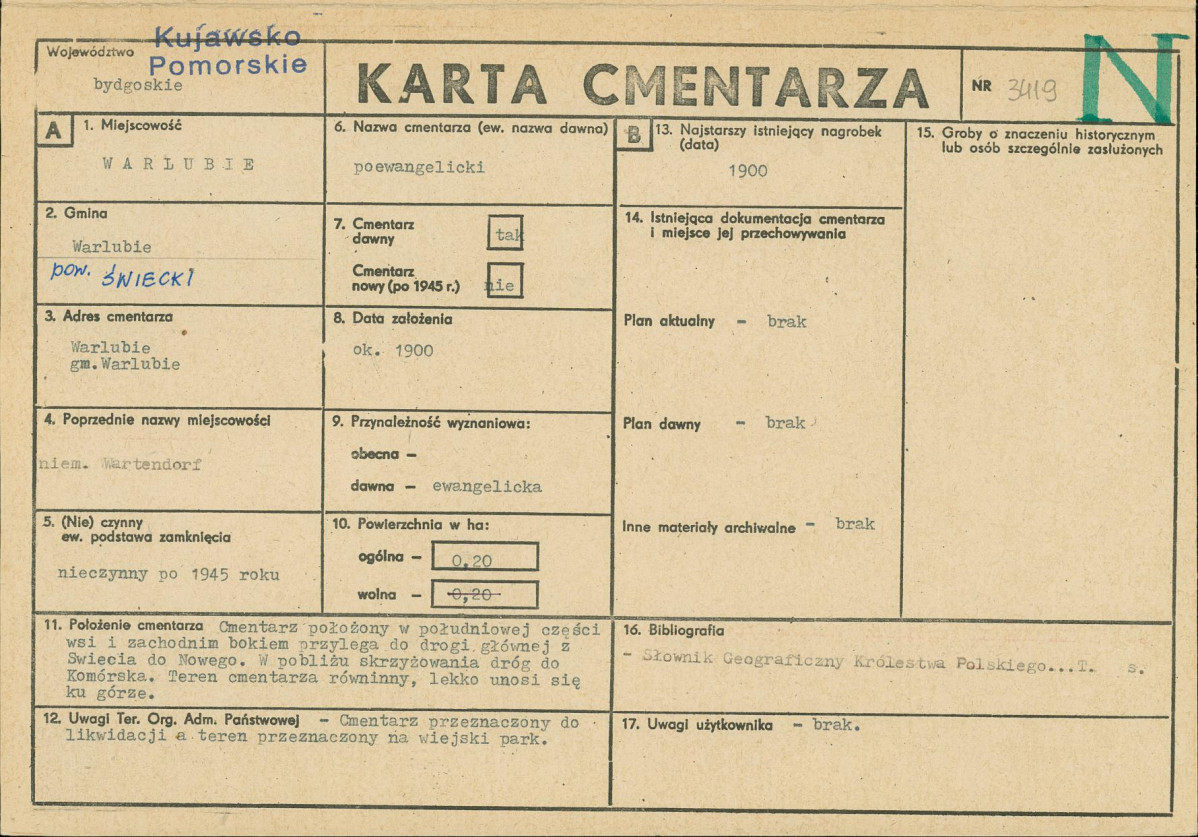 KC - Karta cmentarza, skan nr 1