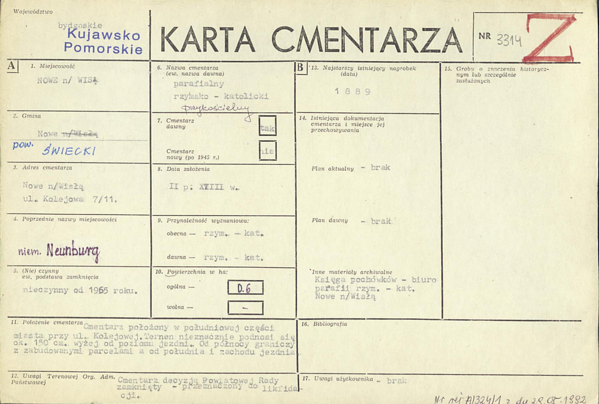 KC - Karta cmentarza, skan nr 1