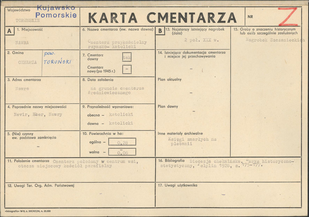 KC - Karta cmentarza, skan nr 1