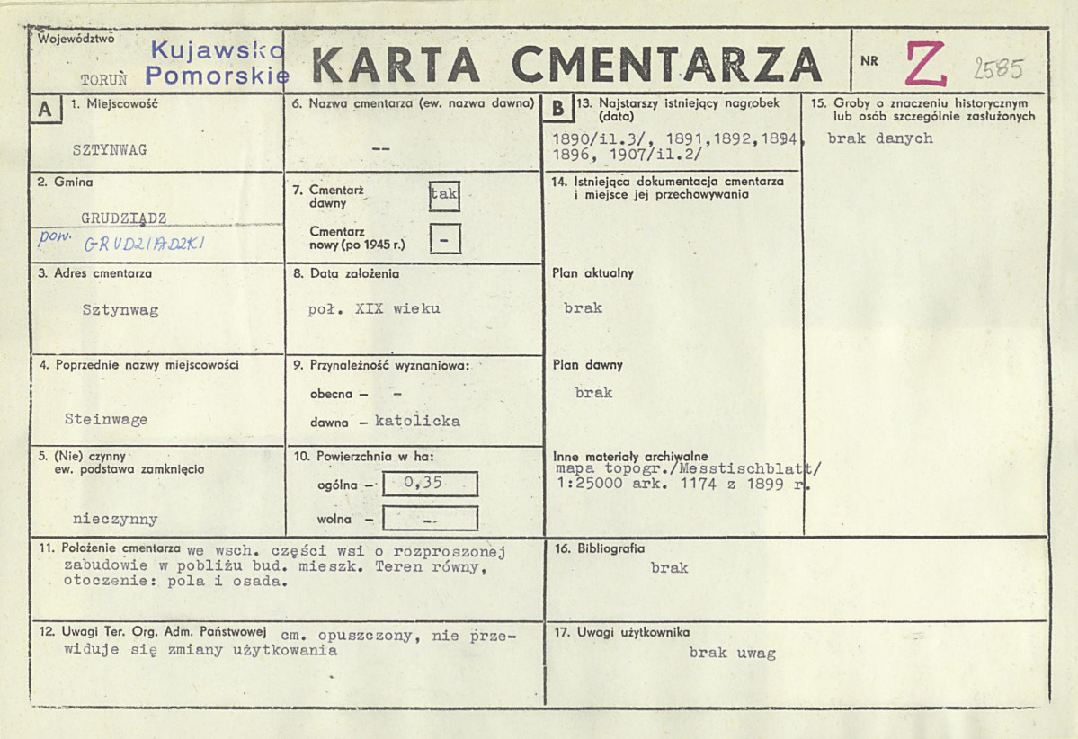 KC - Karta cmentarza, skan nr 1