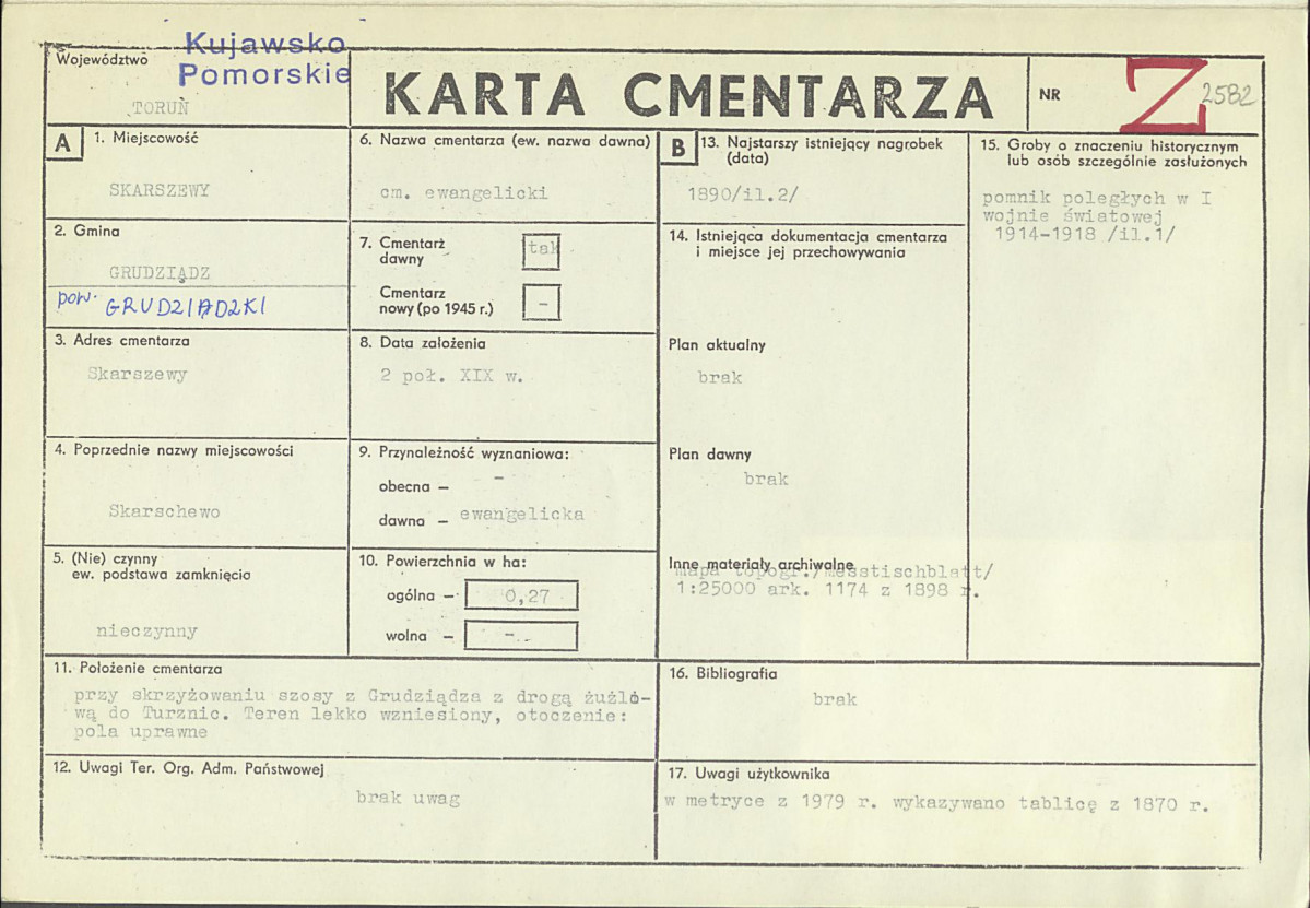 KC - Karta cmentarza, skan nr 1