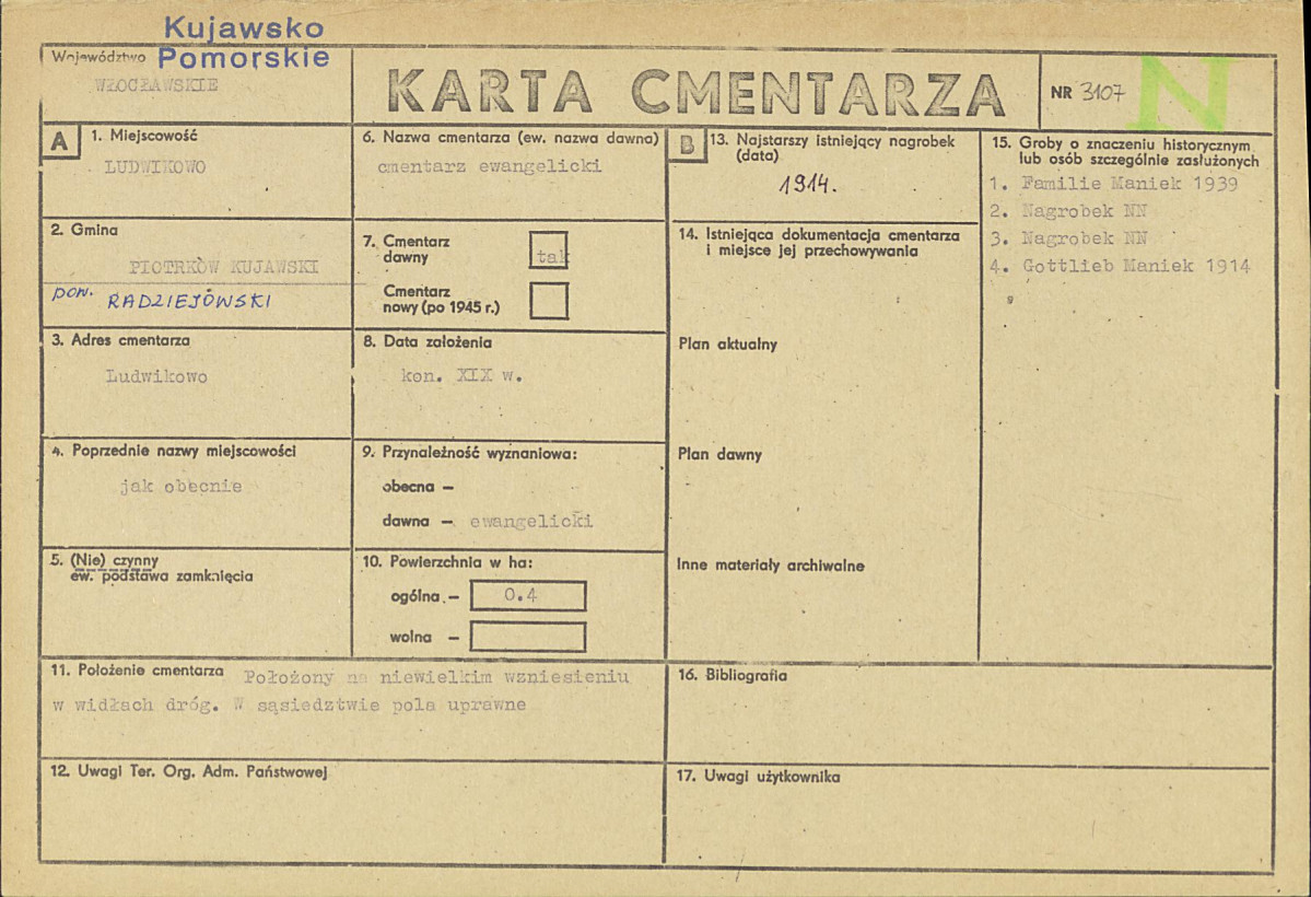 KC - Karta cmentarza, skan nr 1
