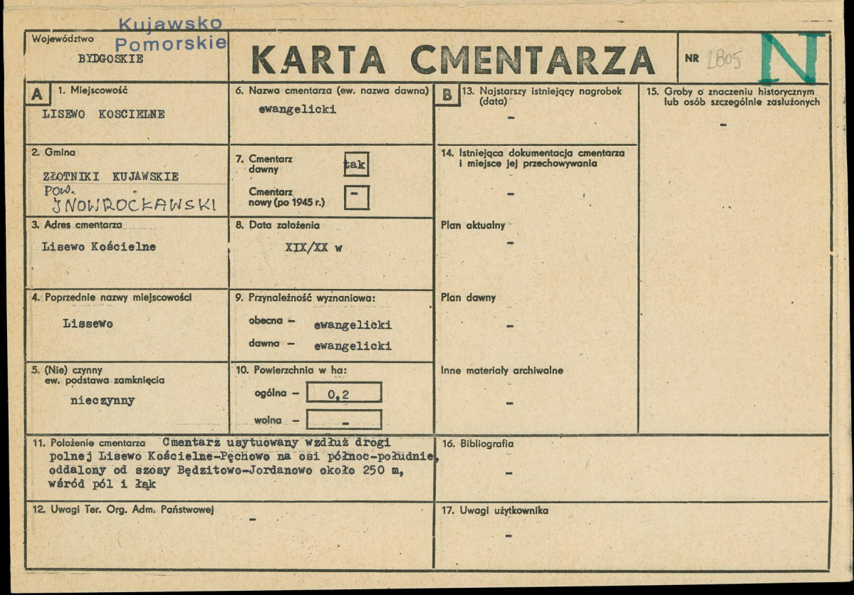 KC - Karta cmentarza, skan nr 1