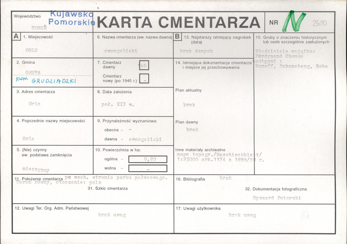KC - Karta cmentarza, skan nr 1