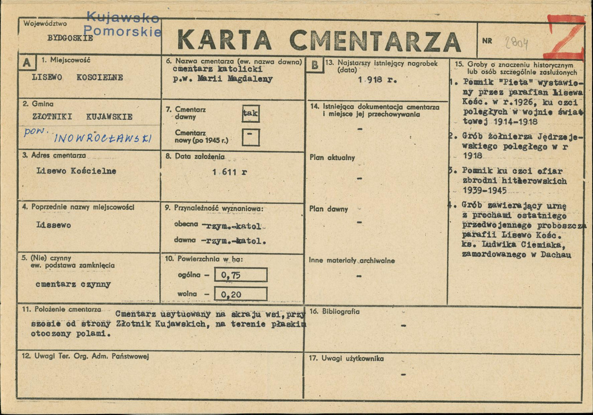 KC - Karta cmentarza, skan nr 1