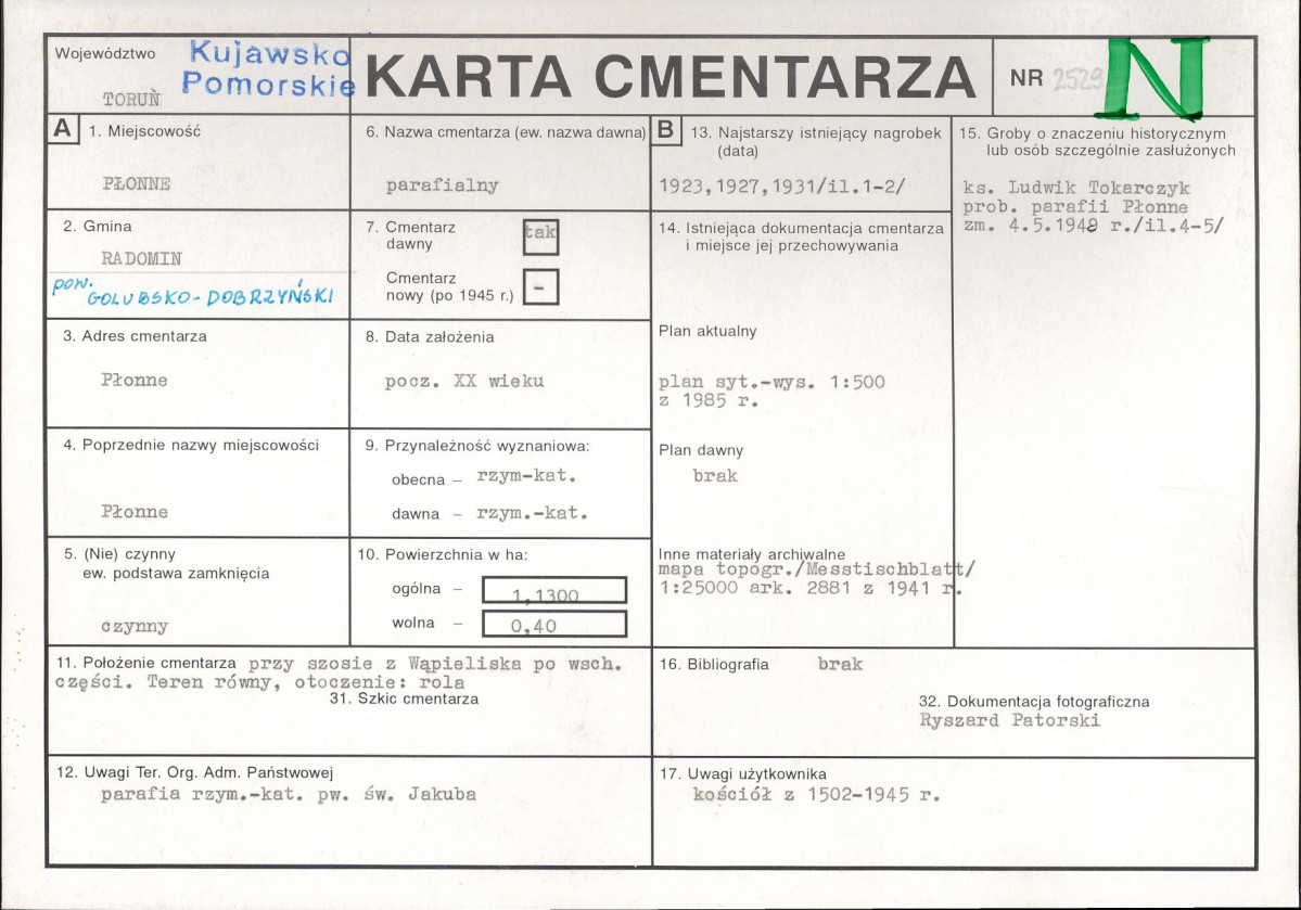 KC - Karta cmentarza, skan nr 1