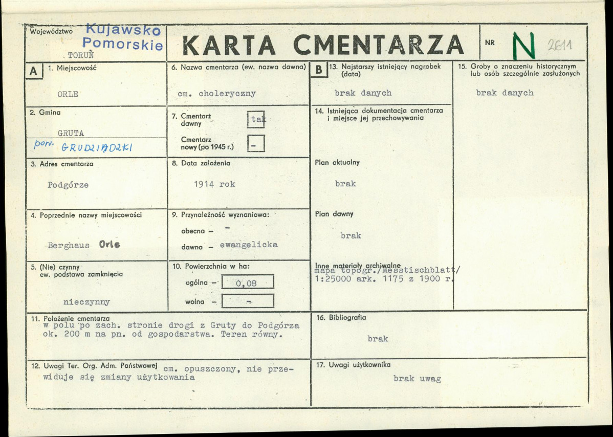 KC - Karta cmentarza, skan nr 1