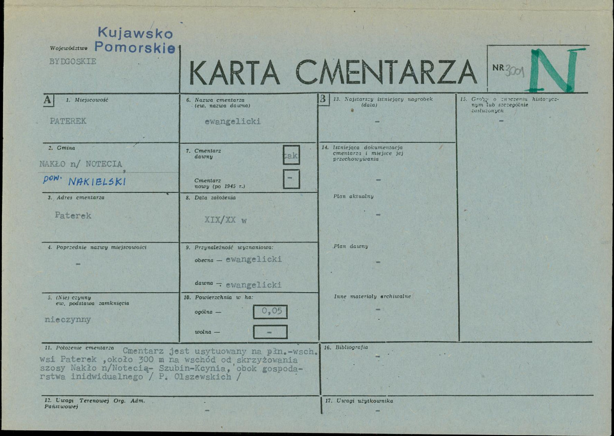 KC - Karta cmentarza, skan nr 1