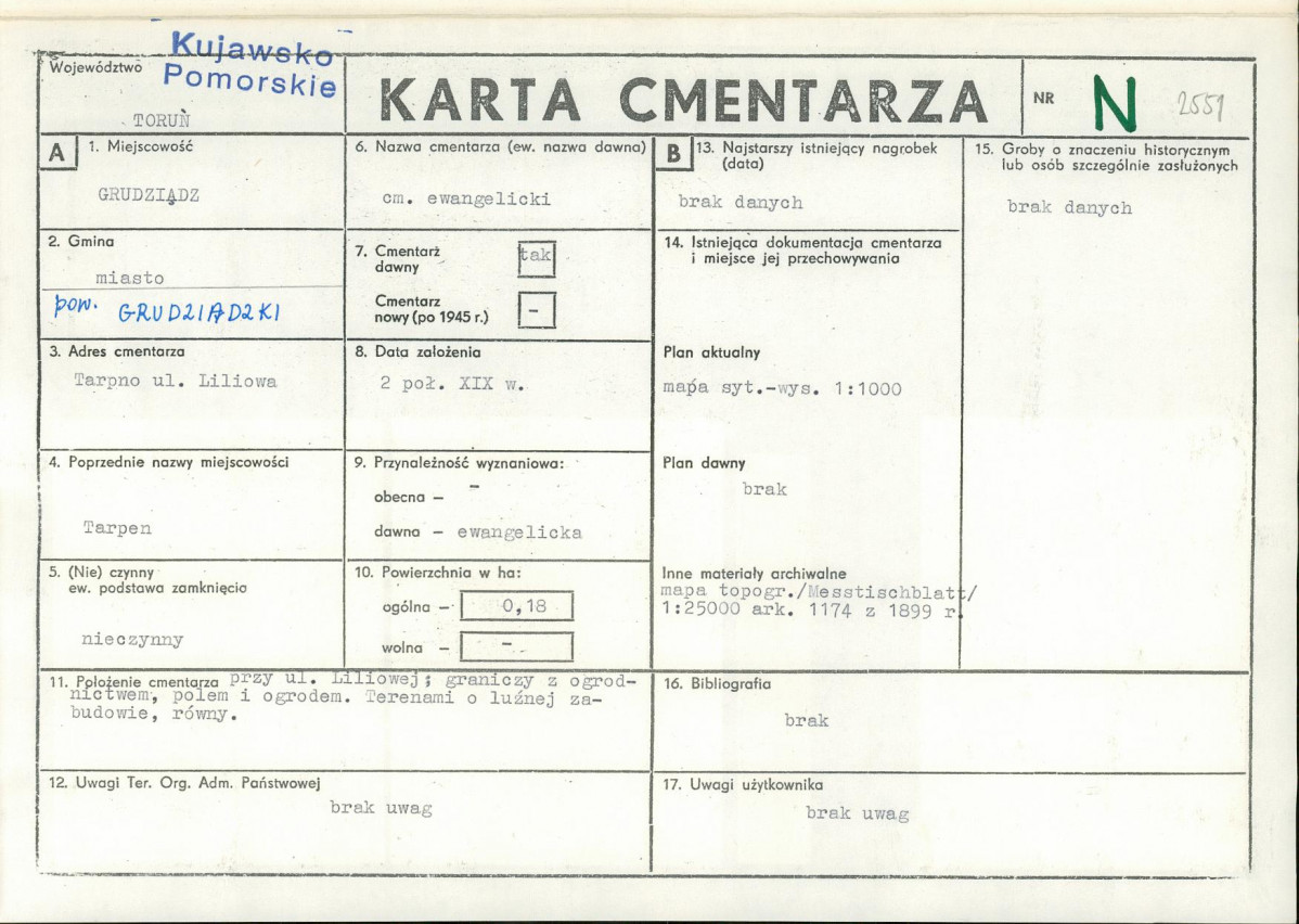KC - Karta cmentarza, skan nr 1