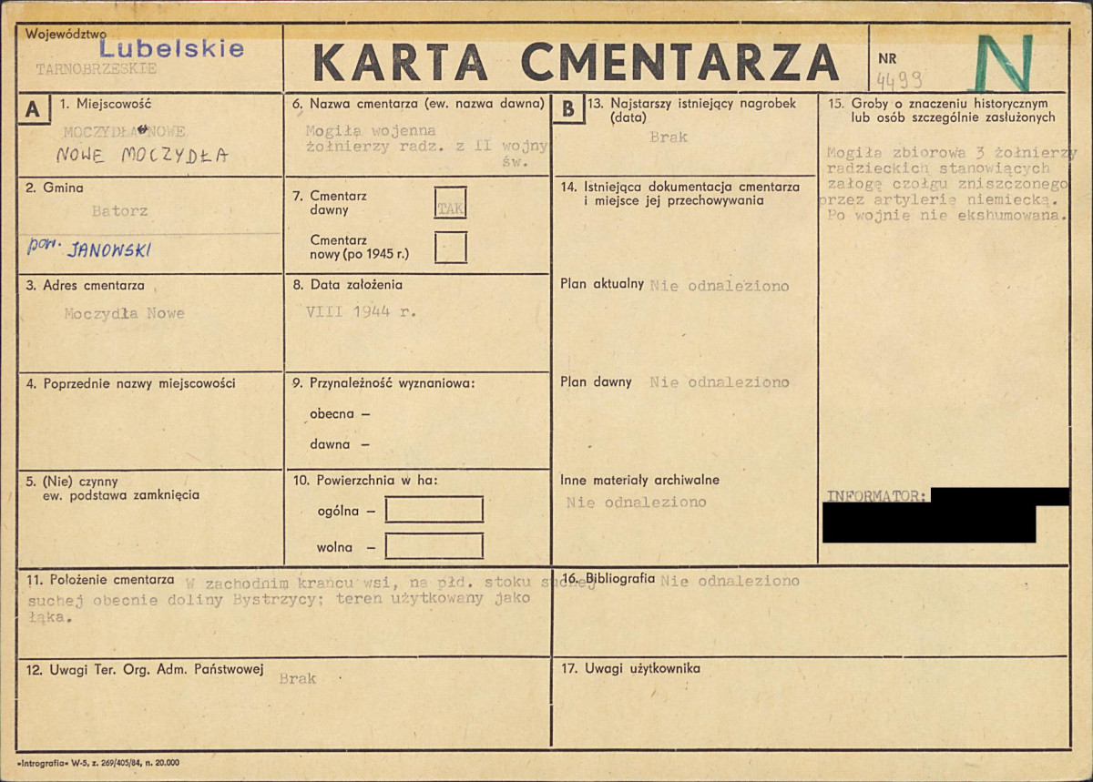 KC - Karta cmentarza, skan nr 1