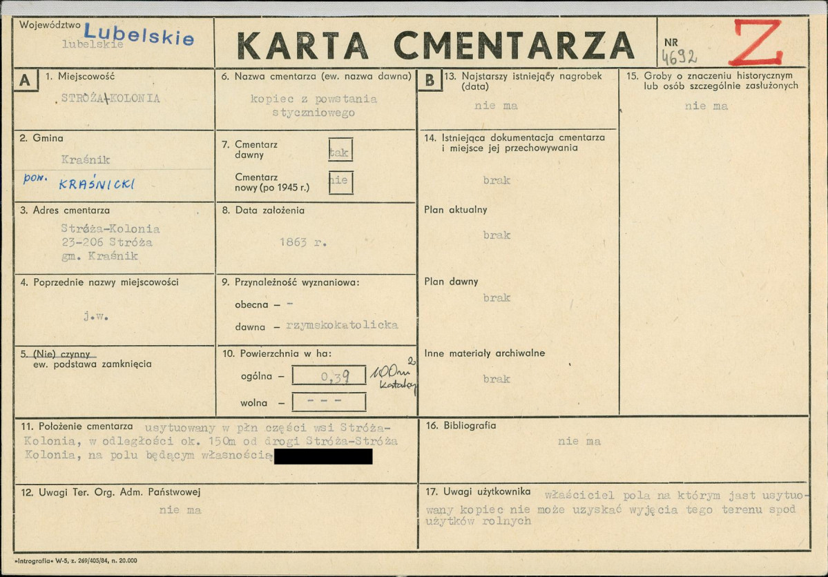 KC - Karta cmentarza, skan nr 1