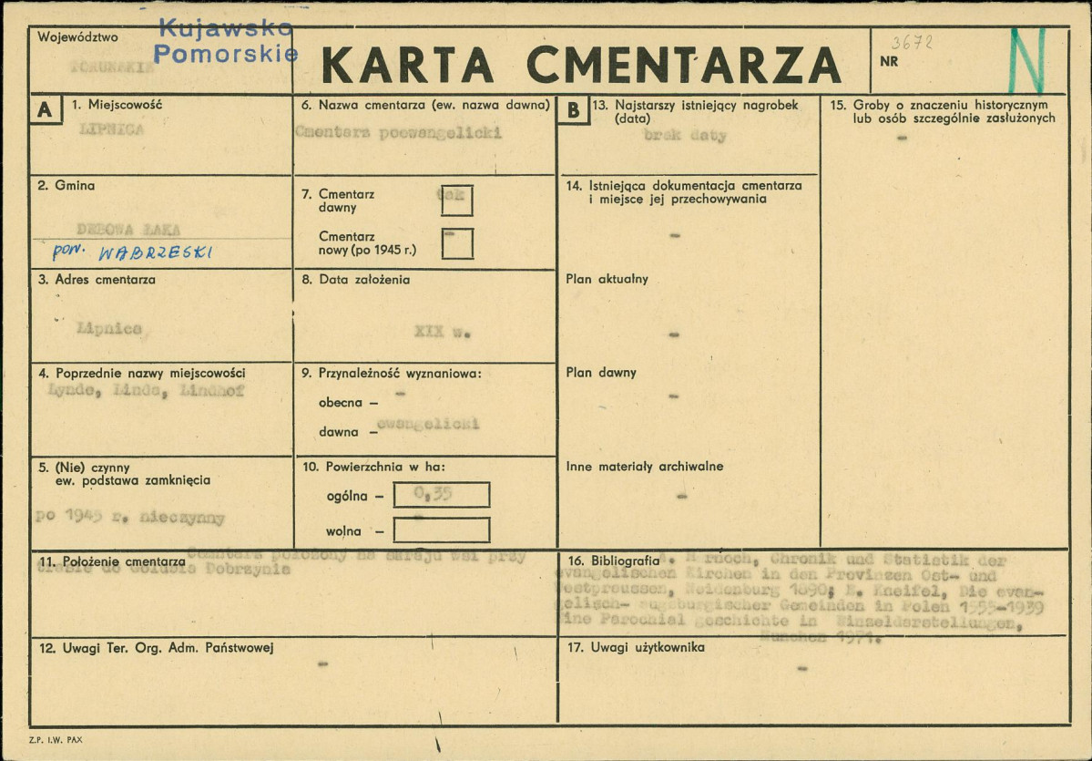 KC - Karta cmentarza, skan nr 1
