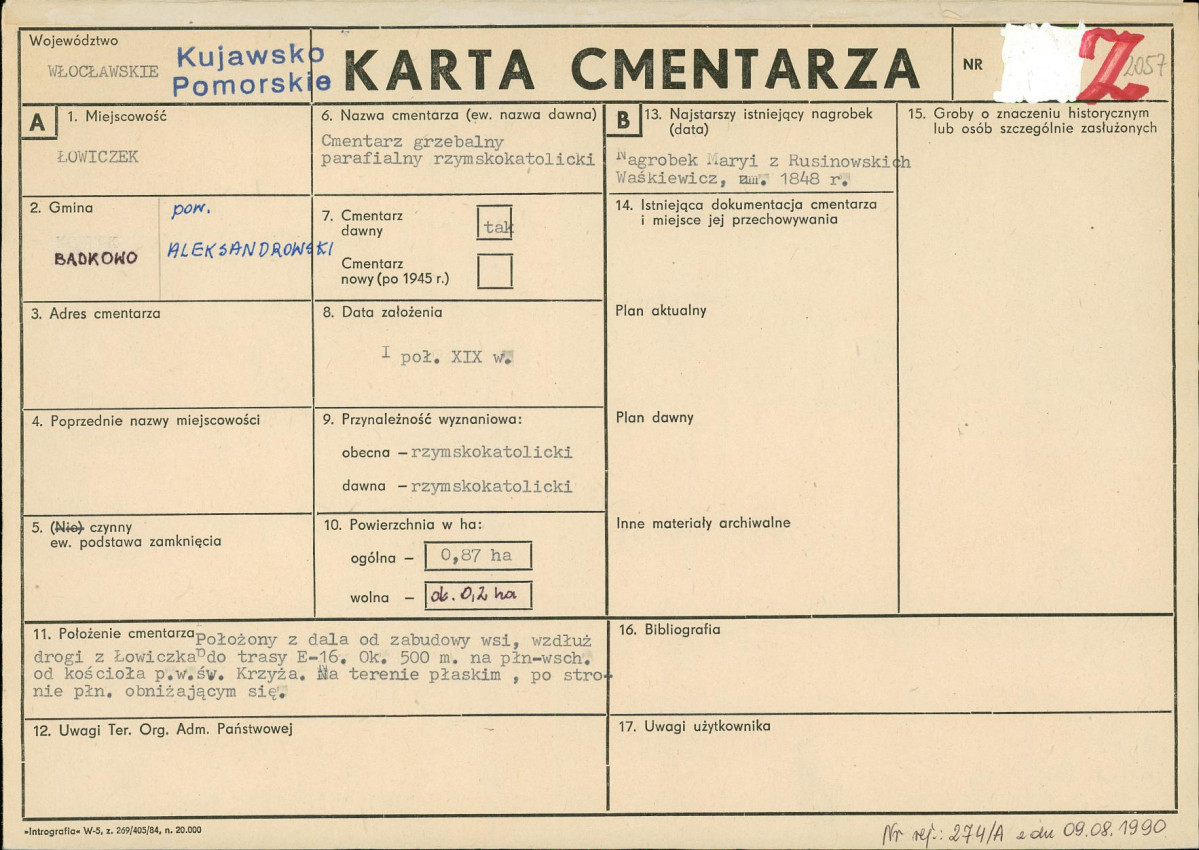 Karta cmentarza, skan nr 1