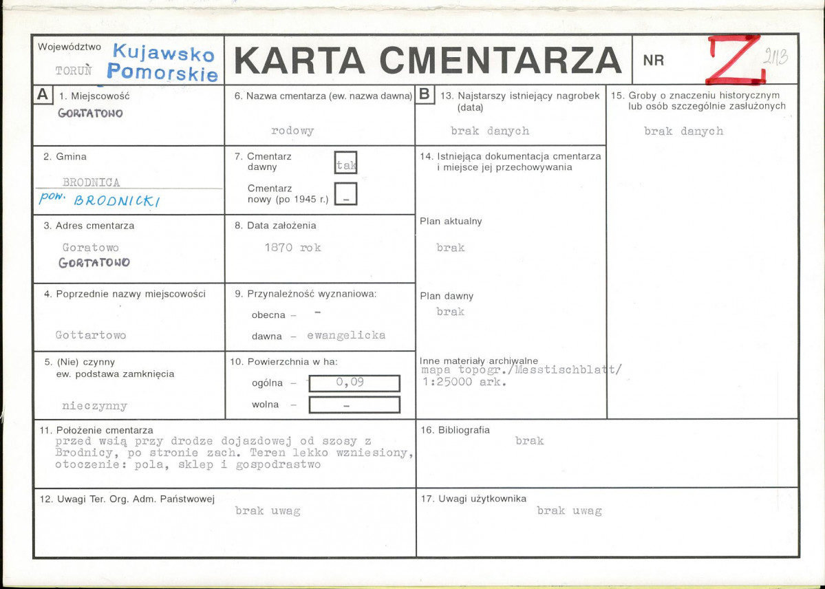 KC - Karta cmentarza, skan nr 1