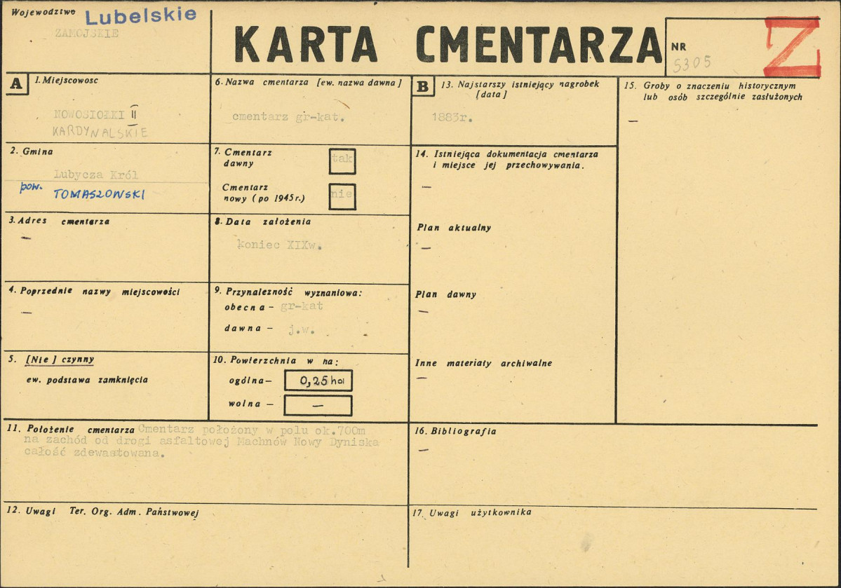KC - Karta cmentarza, skan nr 1