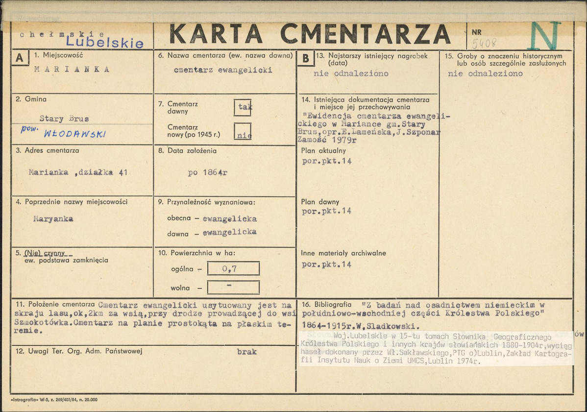KC - Karta cmentarza, skan nr 1