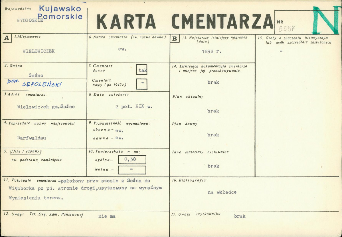 KC - Karta cmentarza, skan nr 1