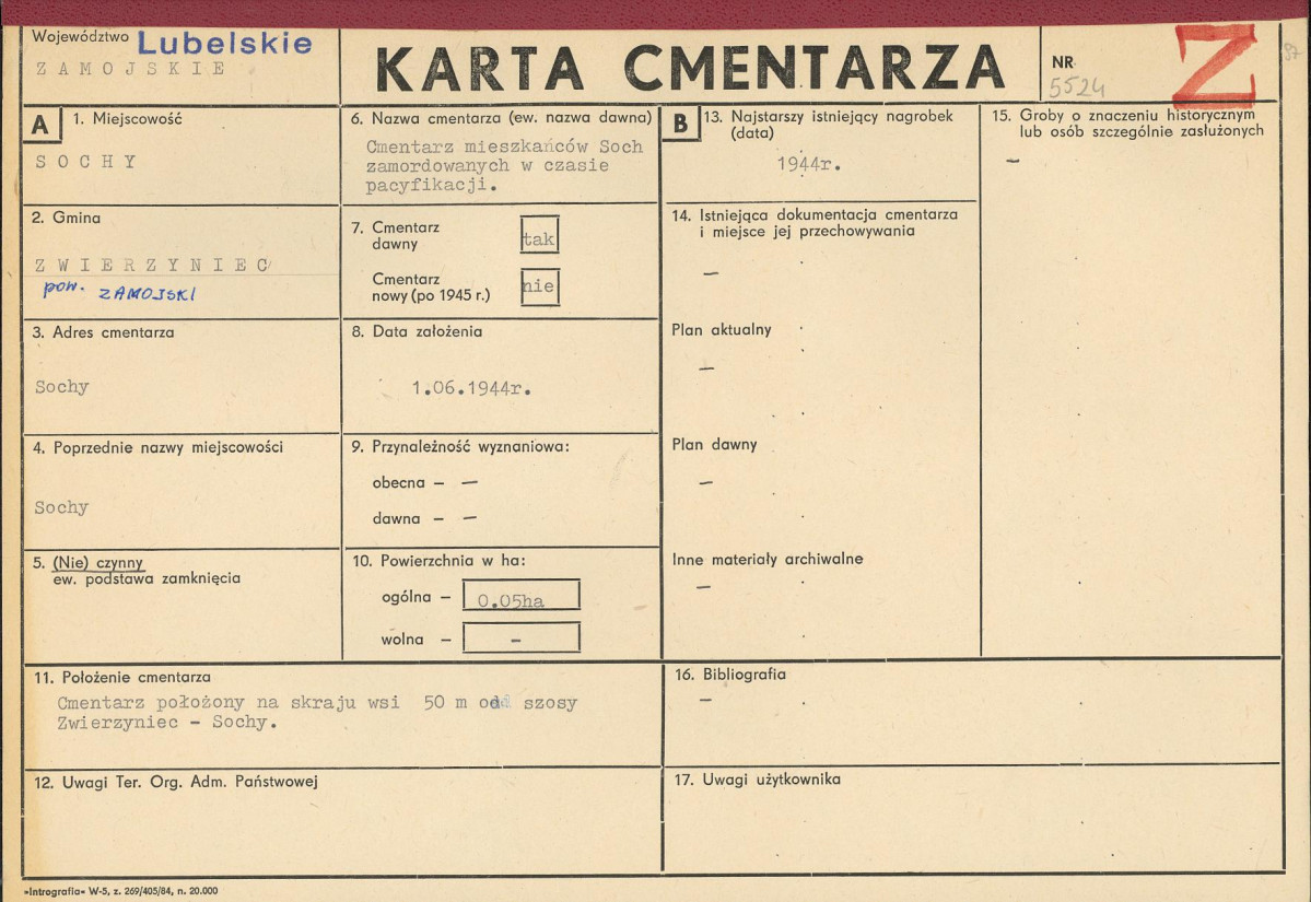 KC - Karta cmentarza, skan nr 1