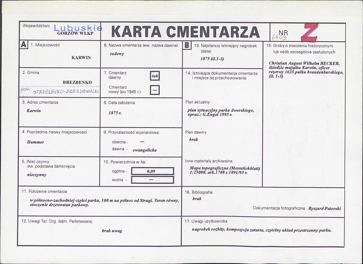 Karta cmentarza, skan nr 1