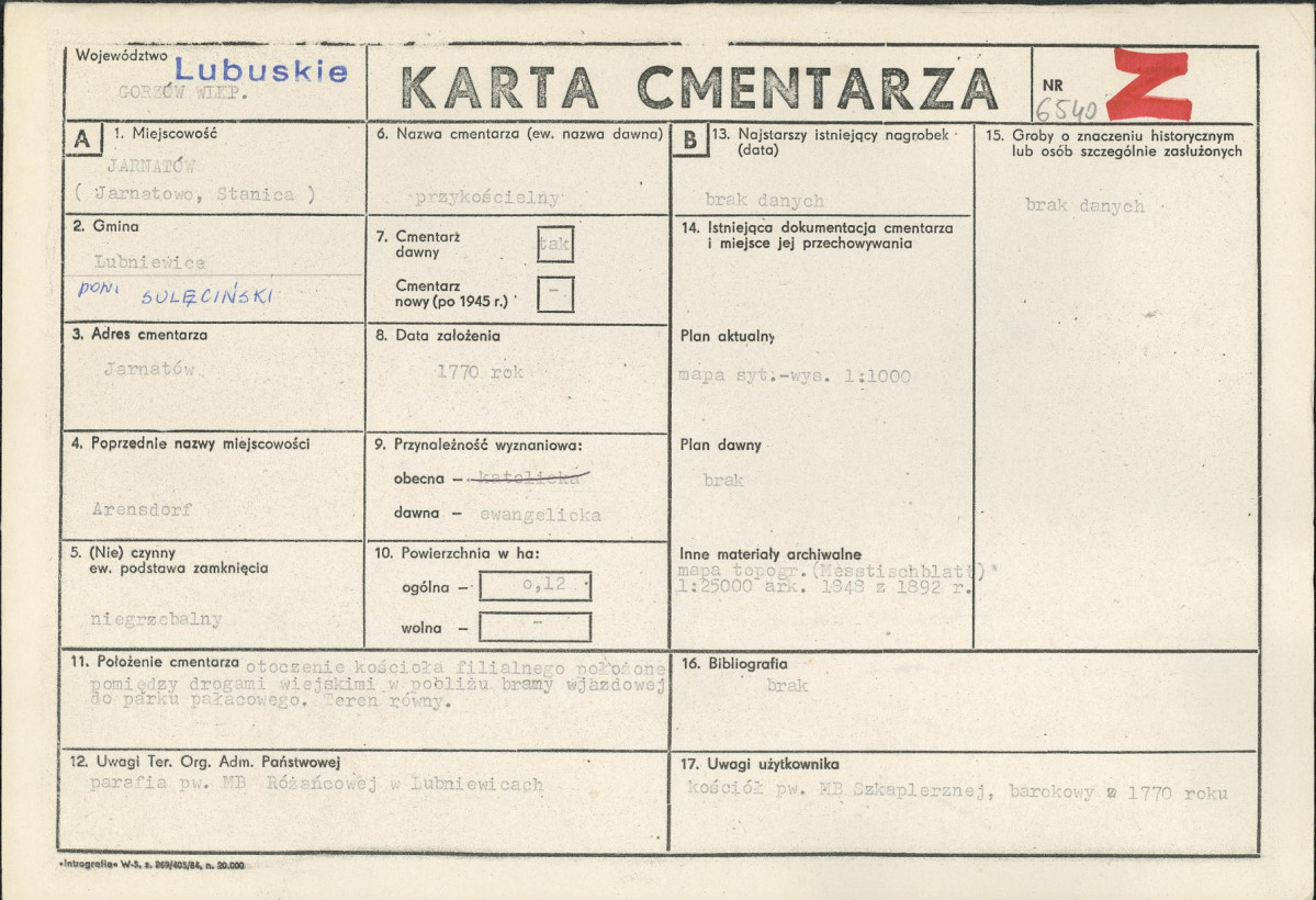 Karta cmentarza, skan nr 1