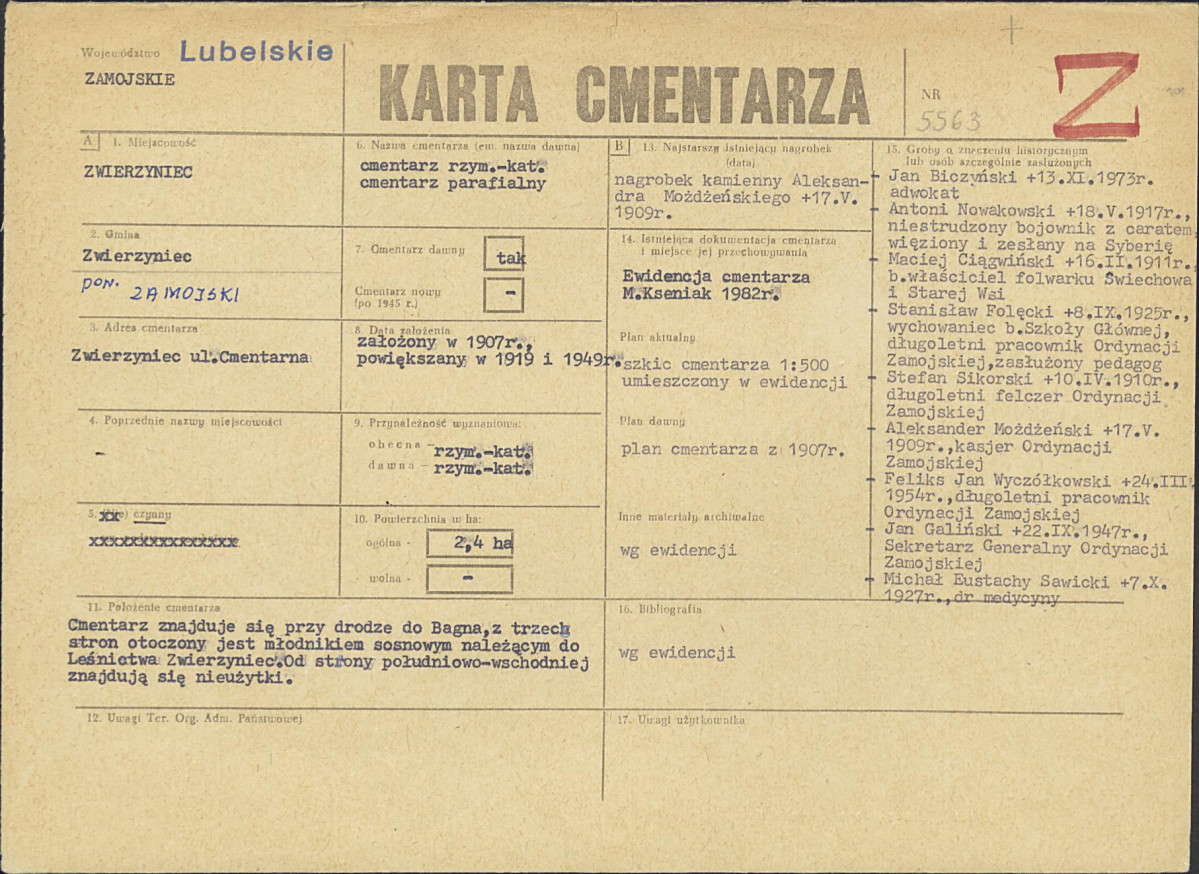 KC - Karta cmentarza, skan nr 1