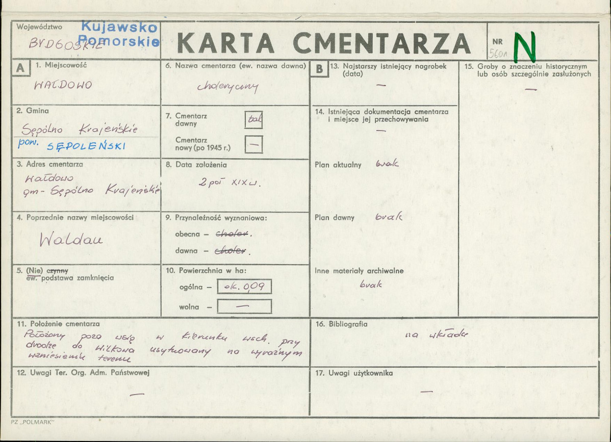 KC - Karta cmentarza, skan nr 1