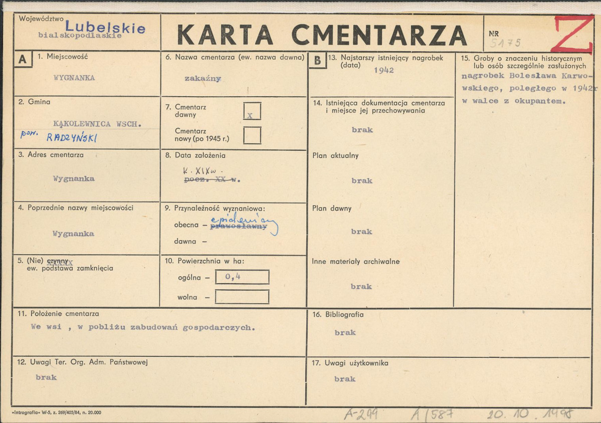 KC - Karta cmentarza, skan nr 1