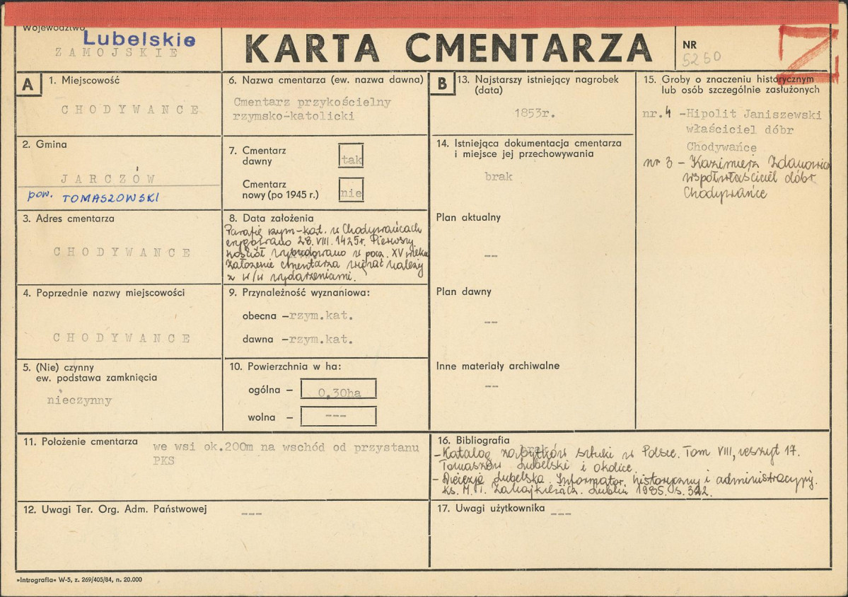 KC - Karta cmentarza, skan nr 1