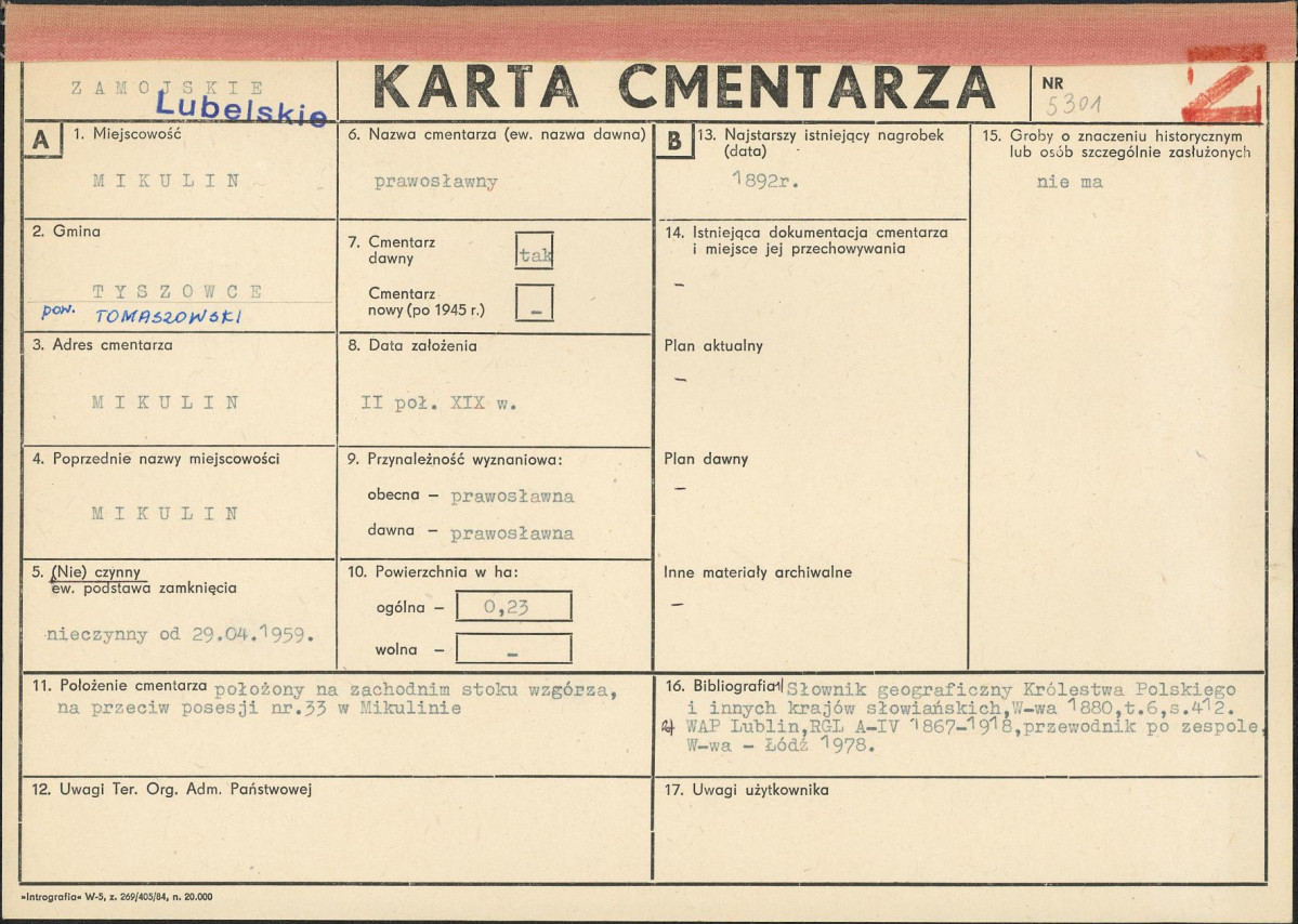 KC - Karta cmentarza, skan nr 1