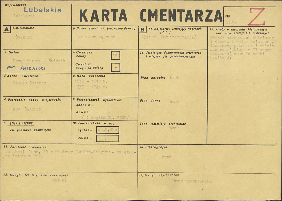 KC - Karta cmentarza, skan nr 1