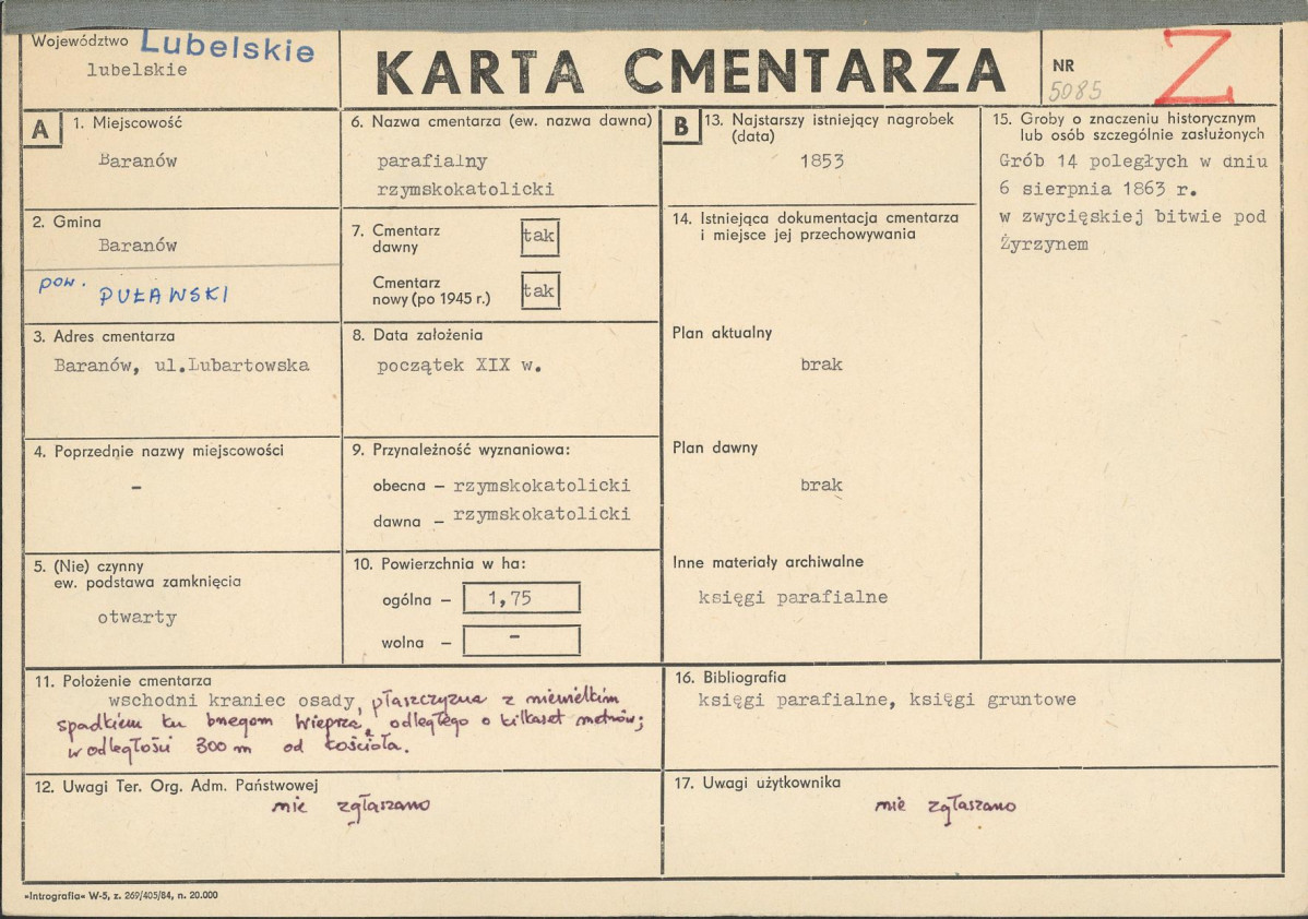 KC - Karta cmentarza, skan nr 1