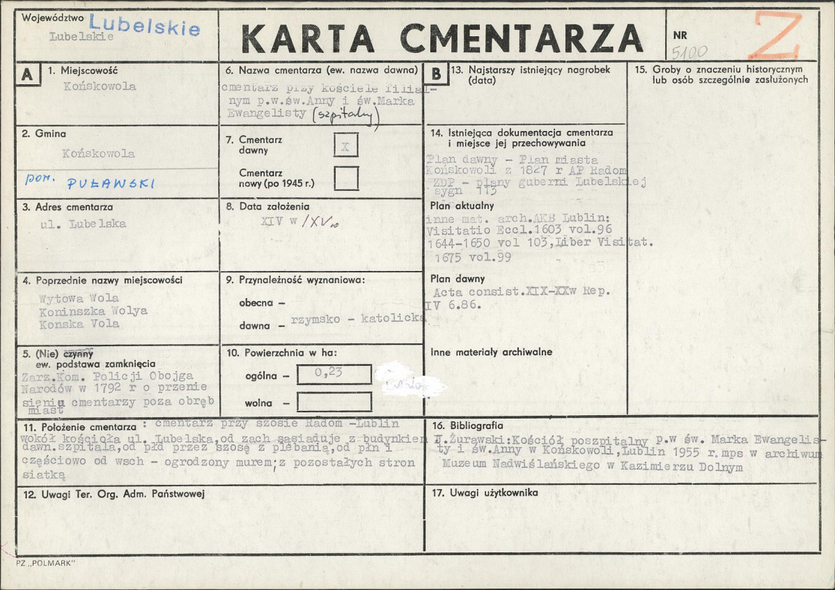 KC - Karta cmentarza, skan nr 1