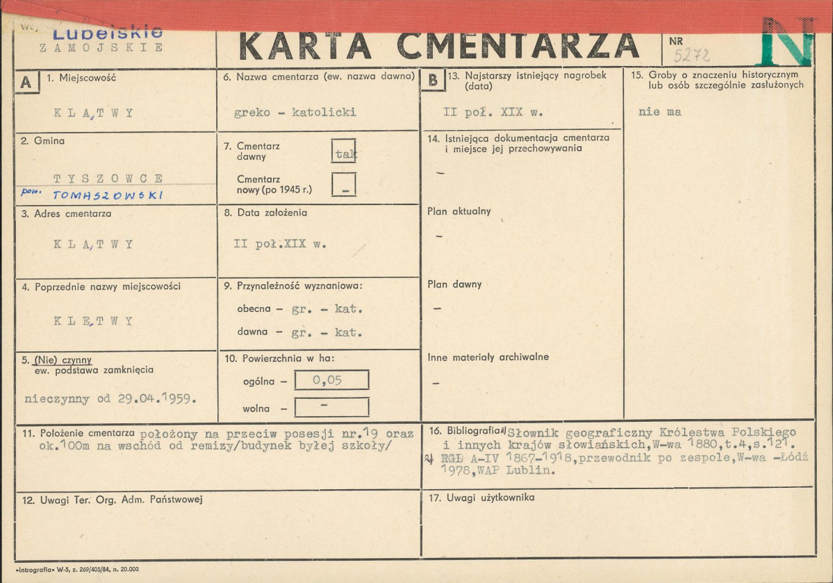 KC - Karta cmentarza, skan nr 1