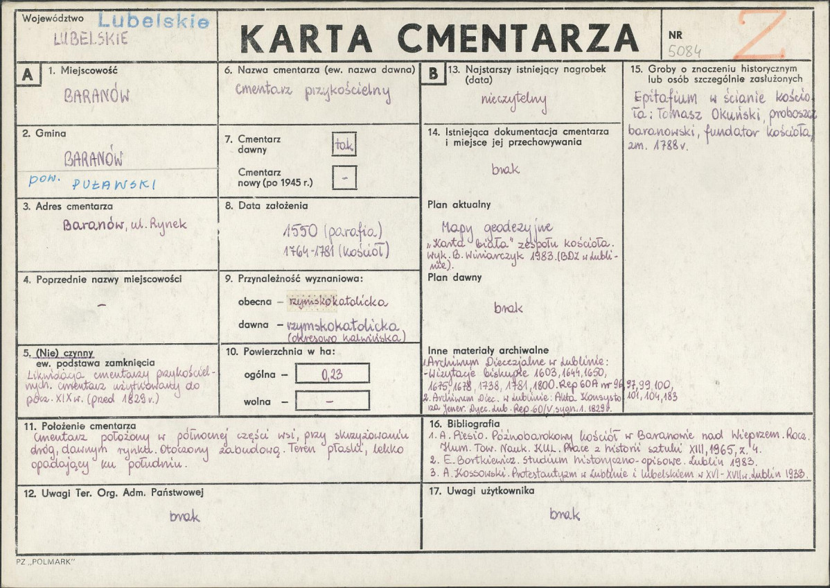 KC - Karta cmentarza, skan nr 1