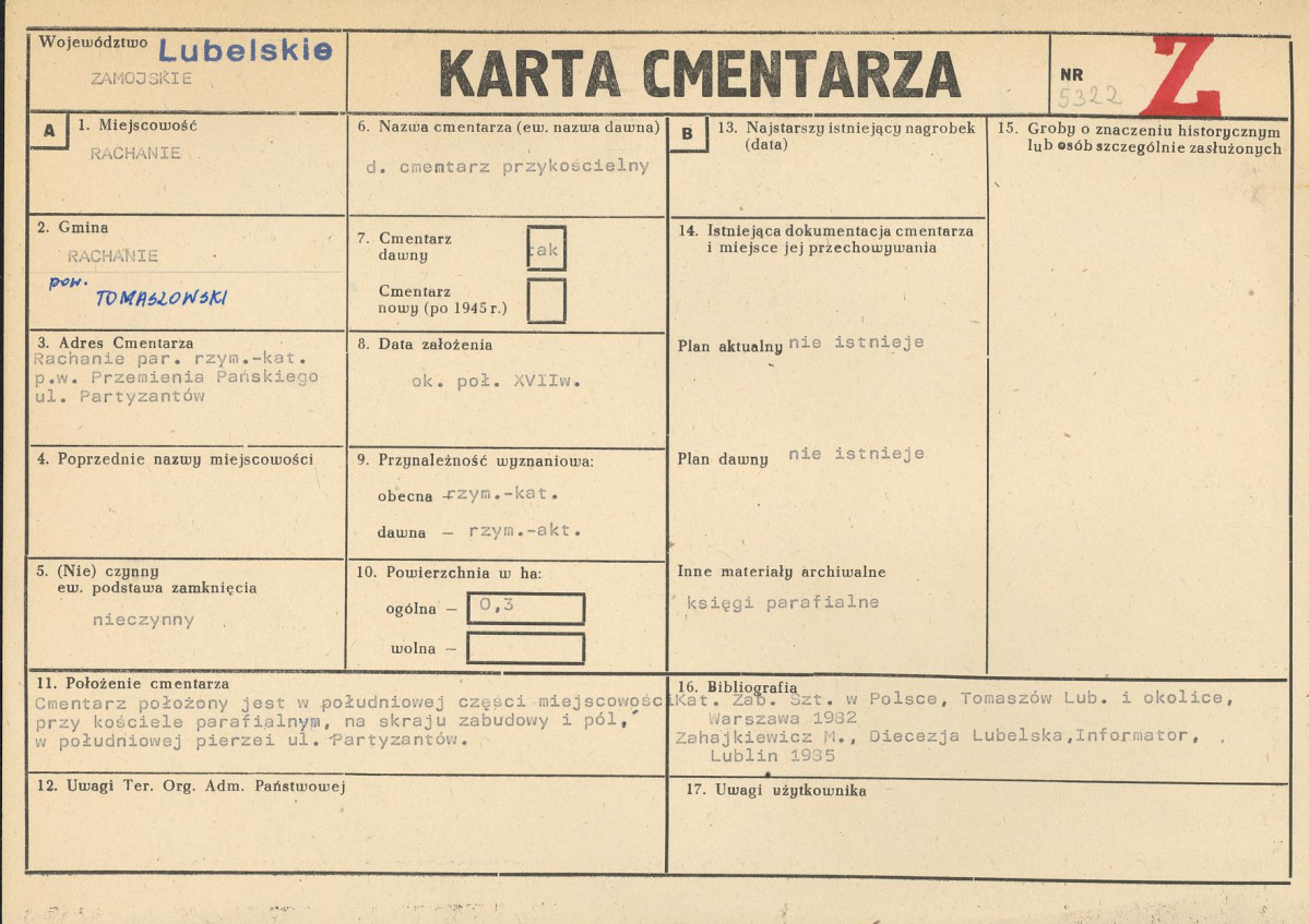 KC - Karta cmentarza, skan nr 1