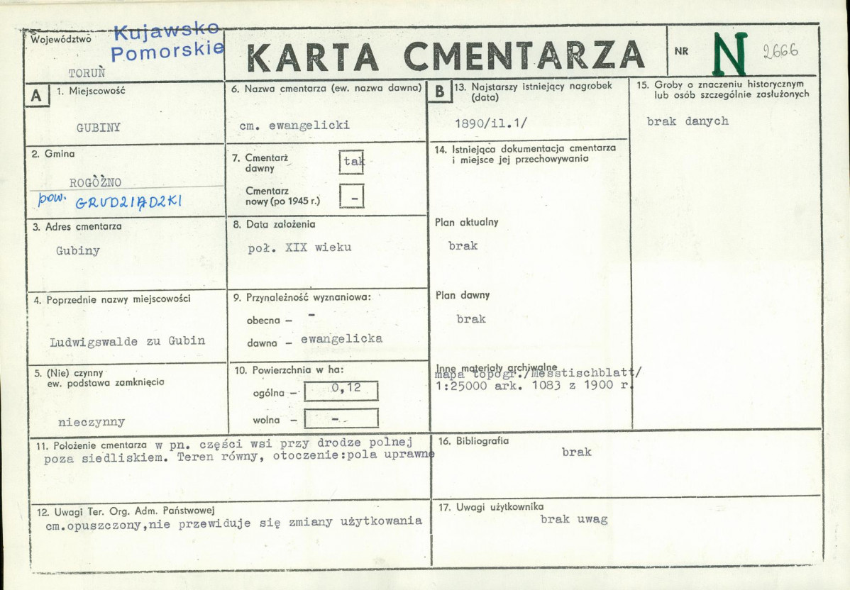 KC - Karta cmentarza, skan nr 1