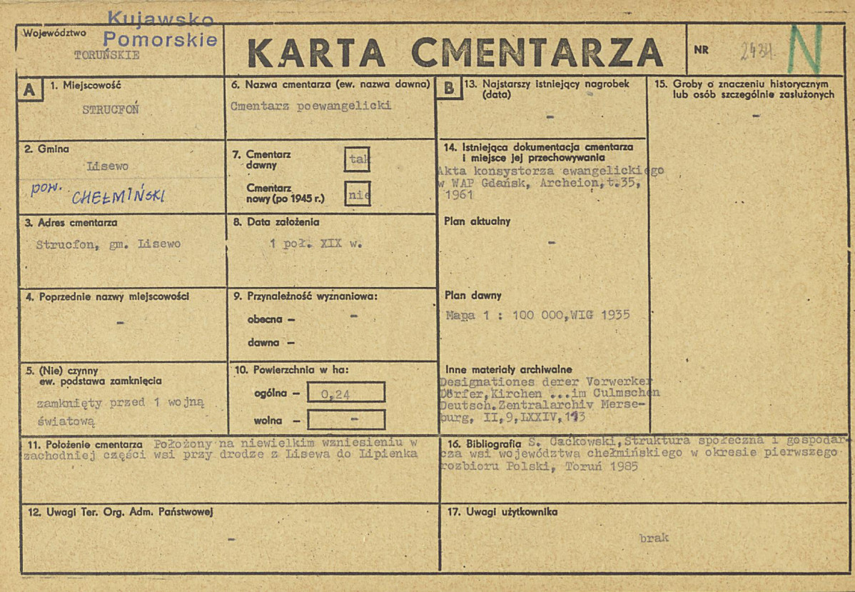 KC - Karta cmentarza, skan nr 1