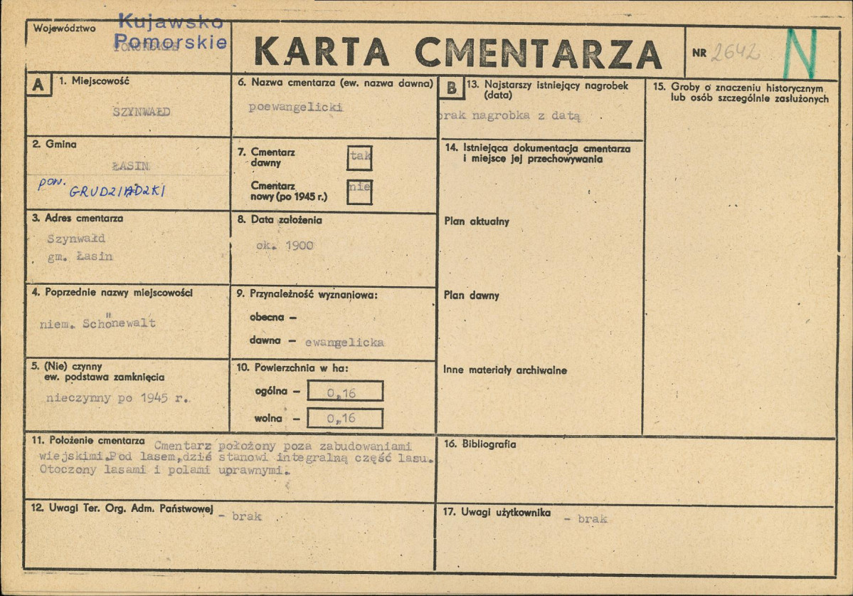 KC - Karta cmentarza, skan nr 1